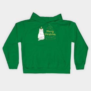 Cat Lovers Cute Holiday Cat Tree "Merry Christmas" Kids Hoodie